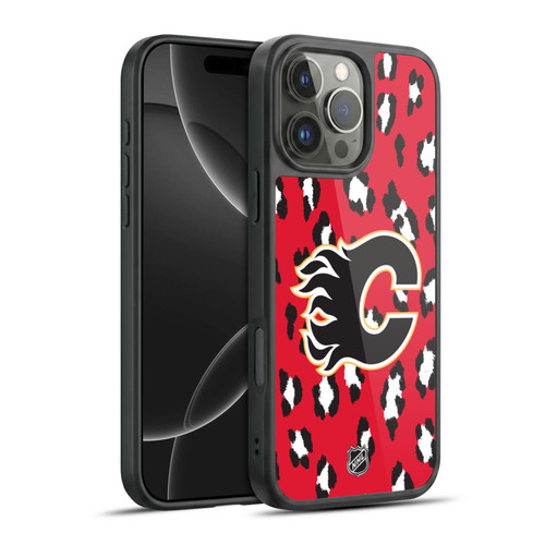 NHL Calgary Flames Leopard Pattern Gel Armour Case For Apple iPhone 16 Pro Max