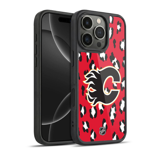 NHL Calgary Flames Leopard Pattern Gel Armour Case For Apple iPhone 16 Pro