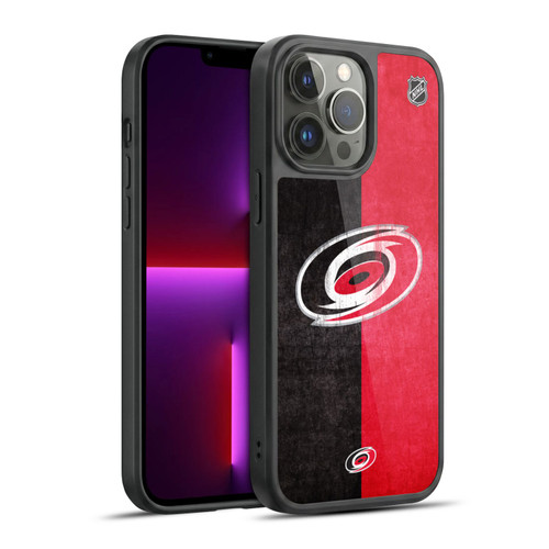 NHL Carolina Hurricanes Half Distressed Gel Armour Case For Apple iPhone 13 Pro Max