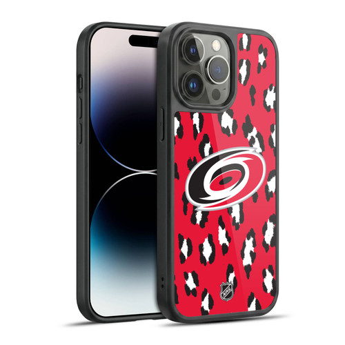 NHL Carolina Hurricanes Leopard Pattern Gel Armour Case For Apple iPhone 14 Pro Max