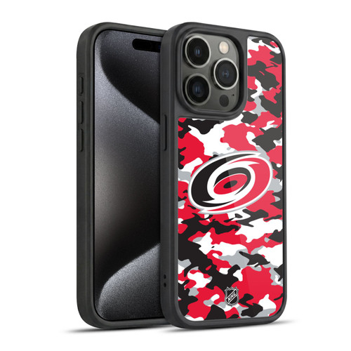 NHL Carolina Hurricanes Camouflage Gel Armour Case For Apple iPhone 15 Pro