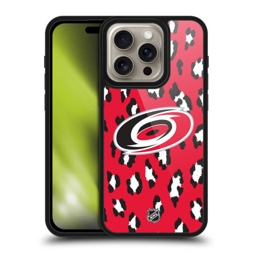 NHL Carolina Hurricanes Leopard Pattern Gel Armour Case For Apple iPhone 16 Pro