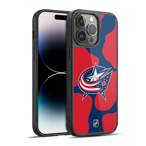 NHL Columbus Blue Jackets Cow Pattern Gel Armour Case For Apple iPhone 14 Pro Max
