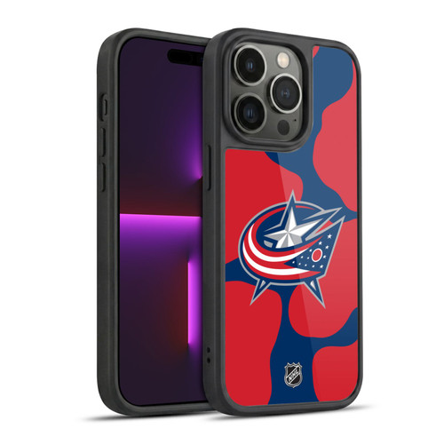 NHL Columbus Blue Jackets Cow Pattern Gel Armour Case For Apple iPhone 14 Pro