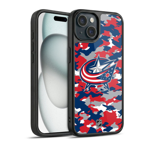 NHL Columbus Blue Jackets Camouflage Gel Armour Case For Apple iPhone 15