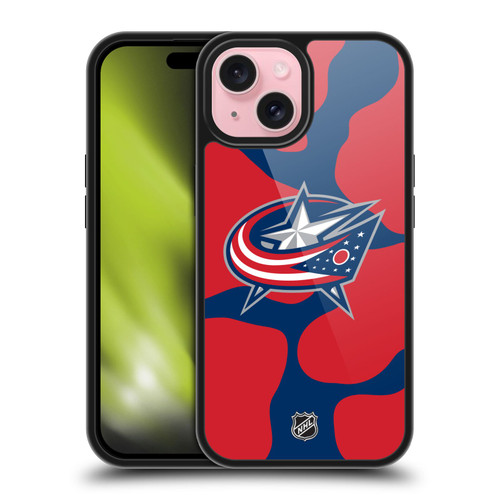 NHL Columbus Blue Jackets Cow Pattern Gel Armour Case For Apple iPhone 15