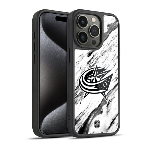 NHL Columbus Blue Jackets Marble Gel Armour Case For Apple iPhone 15 Pro