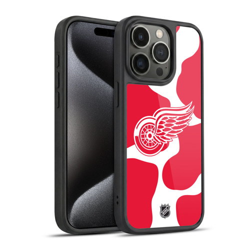 NHL Detroit Red Wings Cow Pattern Gel Armour Case For Apple iPhone 15 Pro