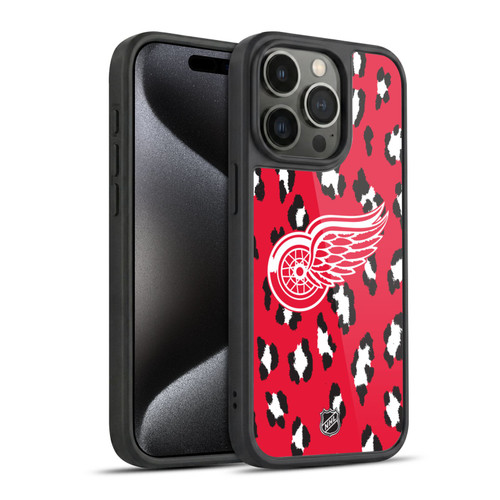 NHL Detroit Red Wings Leopard Pattern Gel Armour Case For Apple iPhone 15 Pro