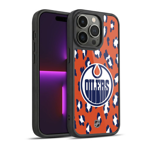 NHL Edmonton Oilers Leopard Pattern Gel Armour Case For Apple iPhone 14 Pro