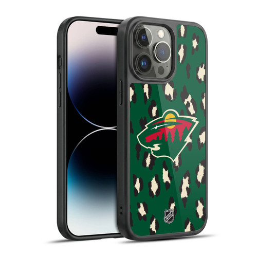 NHL Minnesota Wild Leopard Pattern Gel Armour Case For Apple iPhone 14 Pro Max