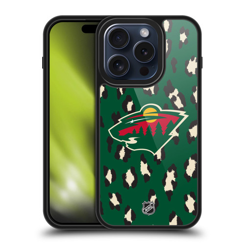 NHL Minnesota Wild Leopard Pattern Gel Armour Case For Apple iPhone 15 Pro