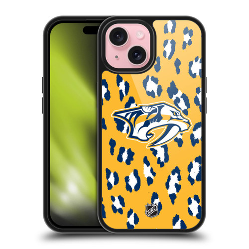 NHL Nashville Predators Leopard Pattern Gel Armour Case For Apple iPhone 15 NHL Nashville Predators Leopard Pattern Gel Armour Case For Apple iPhone 15