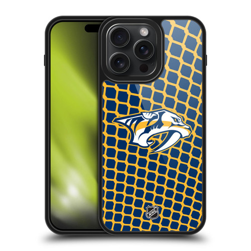 NHL Nashville Predators Net Pattern Gel Armour Case For Apple iPhone 15 Pro Max NHL Nashville Predators Net Pattern Gel Armour Case For Apple iPhone 15 Pro Max