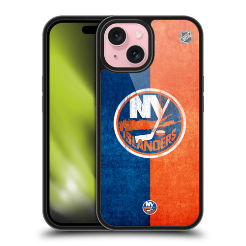 NHL New York Islanders Half Distressed Gel Armour Case For Apple iPhone 15 NHL New York Islanders Half Distressed Gel Armour Case For Apple iPhone 15