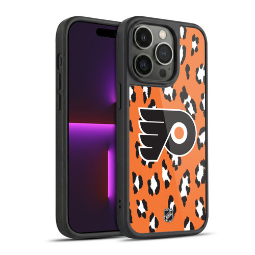 NHL Philadelphia Flyers Leopard Pattern Gel Armour Case For Apple iPhone 14 Pro