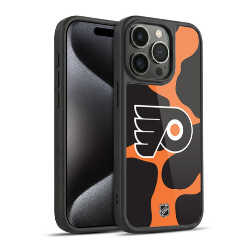 NHL Philadelphia Flyers Cow Pattern Gel Armour Case For Apple iPhone 15 Pro
