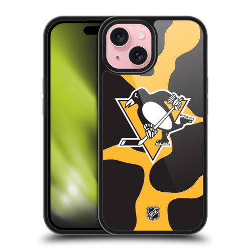 NHL Pittsburgh Penguins Cow Pattern Gel Armour Case For Apple iPhone 15