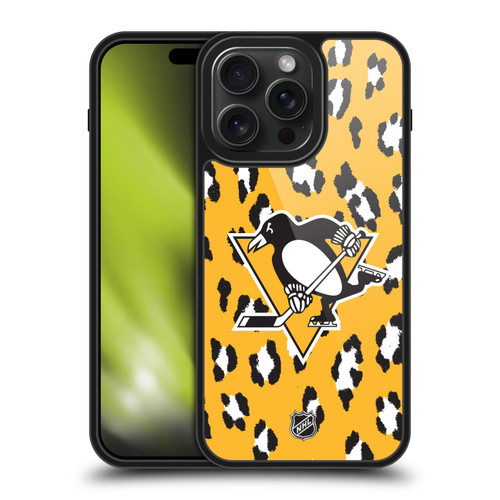 NHL Pittsburgh Penguins Leopard Pattern Gel Armour Case For Apple iPhone 15 Pro Max