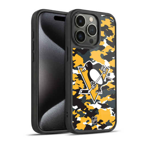 NHL Pittsburgh Penguins Camouflage Gel Armour Case For Apple iPhone 15 Pro