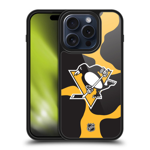 NHL Pittsburgh Penguins Cow Pattern Gel Armour Case For Apple iPhone 15 Pro