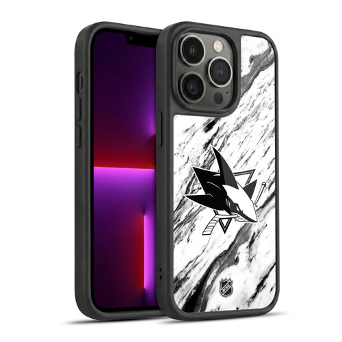 NHL San Jose Sharks Marble Gel Armour Case For Apple iPhone 13 Pro