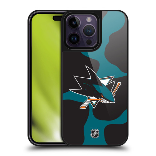 NHL San Jose Sharks Cow Pattern Gel Armour Case For Apple iPhone 14 Pro Max