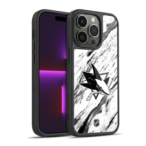 NHL San Jose Sharks Marble Gel Armour Case For Apple iPhone 14 Pro