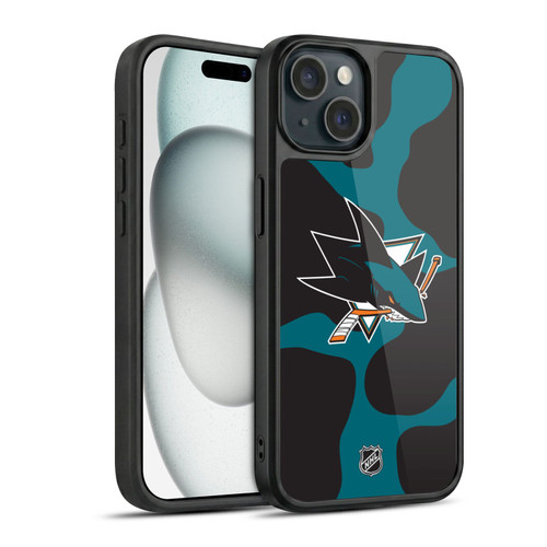 NHL San Jose Sharks Cow Pattern Gel Armour Case For Apple iPhone 15