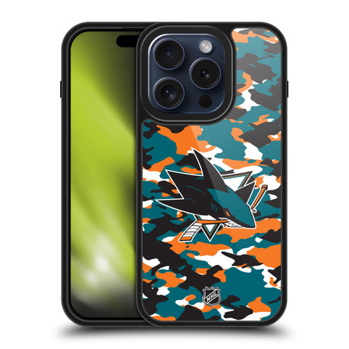 NHL San Jose Sharks Camouflage Gel Armour Case For Apple iPhone 15 Pro NHL San Jose Sharks Camouflage Gel Armour Case For Apple iPhone 15 Pro