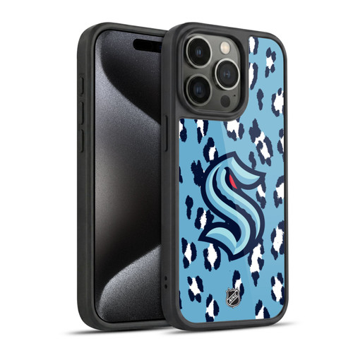 NHL Seattle Kraken Leopard Pattern Gel Armour Case For Apple iPhone 15 Pro