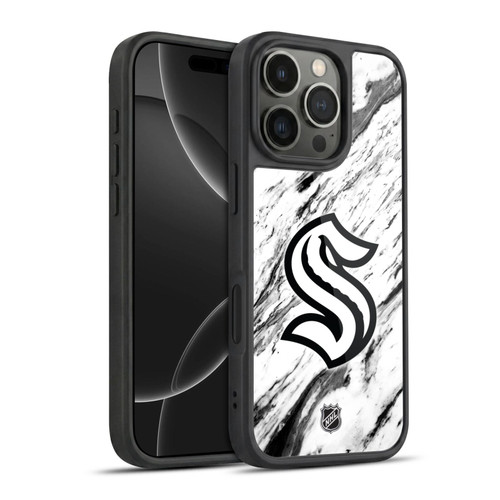 NHL Seattle Kraken Marble Gel Armour Case For Apple iPhone 16 Pro