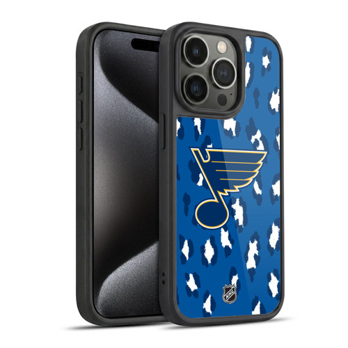 NHL St Louis Blues Leopard Pattern Gel Armour Case For Apple iPhone 15 Pro