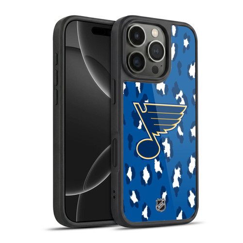 NHL St Louis Blues Leopard Pattern Gel Armour Case For Apple iPhone 16 Pro