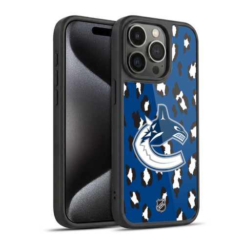 NHL Vancouver Canucks Leopard Pattern Gel Armour Case For Apple iPhone 15 Pro