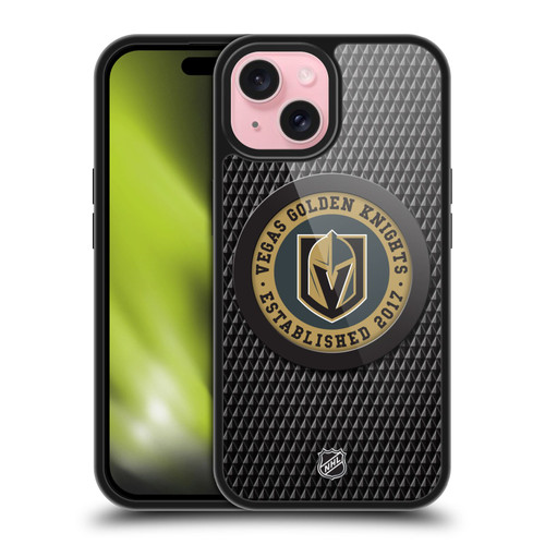 NHL Vegas Golden Knights Puck Texture Gel Armour Case For Apple iPhone 15 NHL Vegas Golden Knights Puck Texture Gel Armour Case For Apple iPhone 15