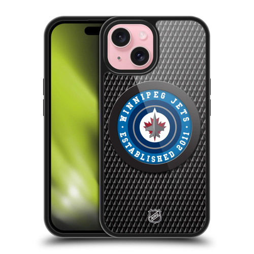 NHL Winnipeg Jets Puck Texture Gel Armour Case For Apple iPhone 15