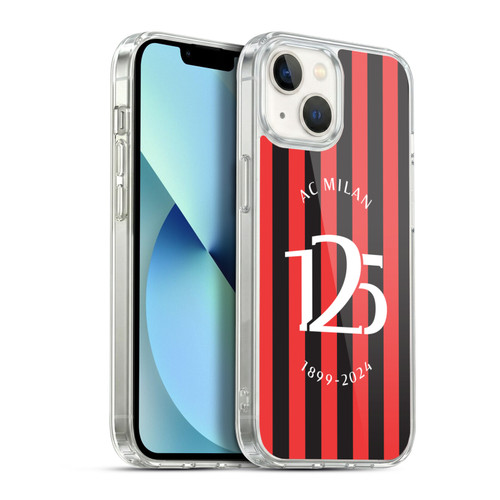 AC Milan 125th Anniversary Red And Black Stripes Soft Gel Case for Apple iPhone 13
