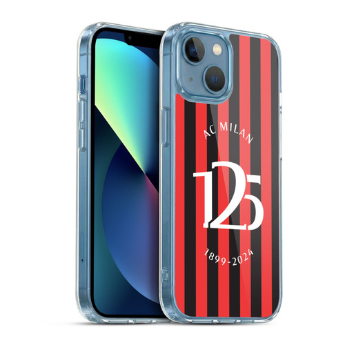 AC Milan 125th Anniversary Red And Black Stripes Soft Gel Case for Apple iPhone 13 Mini & MagSafe