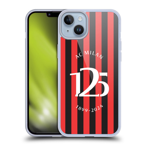 AC Milan 125th Anniversary Red And Black Stripes Soft Gel Case for Apple iPhone 14 Plus