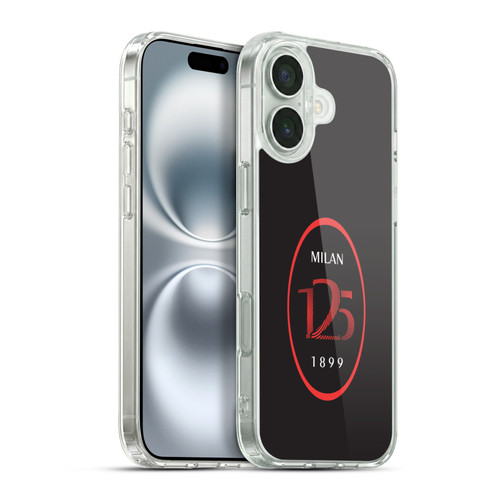 AC Milan 125th Anniversary Black Logo Soft Gel Case for Apple iPhone 16 Plus & MagSafe