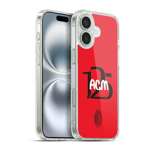 AC Milan 125th Anniversary Typography Soft Gel Case for Apple iPhone 16 Plus & MagSafe