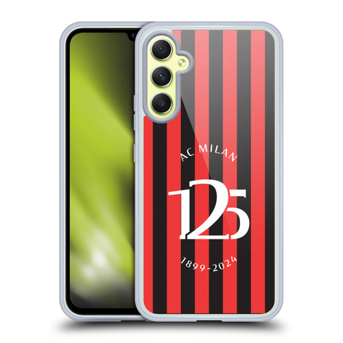 AC Milan 125th Anniversary Red And Black Stripes Soft Gel Case for Samsung Galaxy A34 5G