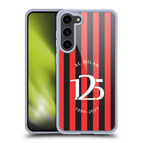 AC Milan 125th Anniversary Red And Black Stripes Soft Gel Case for Samsung Galaxy S23+ 5G