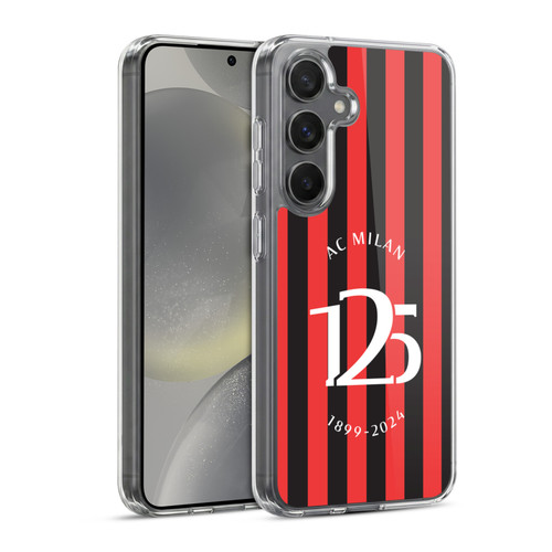 AC Milan 125th Anniversary Red And Black Stripes Soft Gel Case for Samsung Galaxy S24 5G & MagSafe