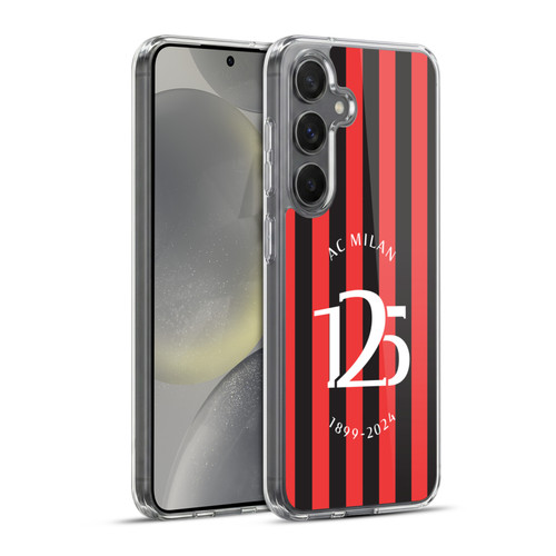 AC Milan 125th Anniversary Red And Black Stripes Soft Gel Case for Samsung Galaxy S24+ 5G & MagSafe