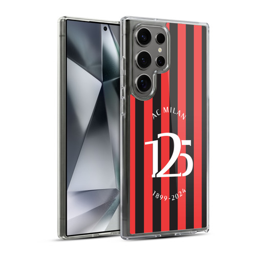 AC Milan 125th Anniversary Red And Black Stripes Soft Gel Case for Samsung Galaxy S24 Ultra 5G & MagSafe