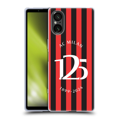 AC Milan 125th Anniversary Red And Black Stripes Soft Gel Case for Sony Xperia 5 V 5G