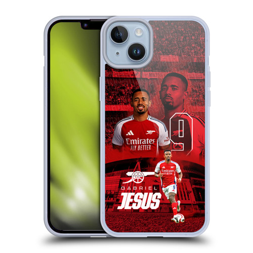 Arsenal FC 2024/25 First Team Gabriel Jesus Soft Gel Case for Apple iPhone 14 Plus