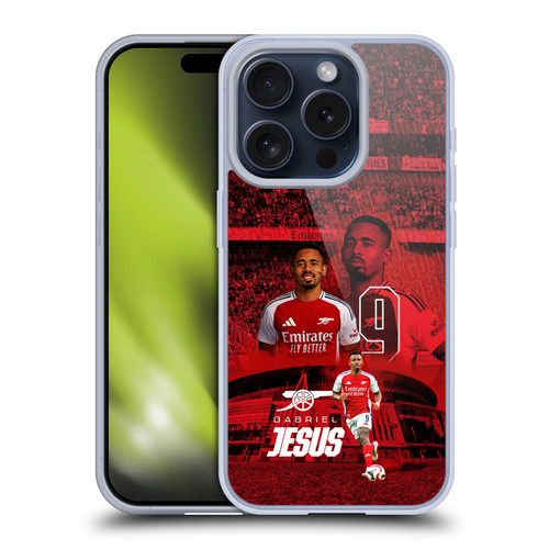 Arsenal FC 2024/25 First Team Gabriel Jesus Soft Gel Case for Apple iPhone 15 Pro